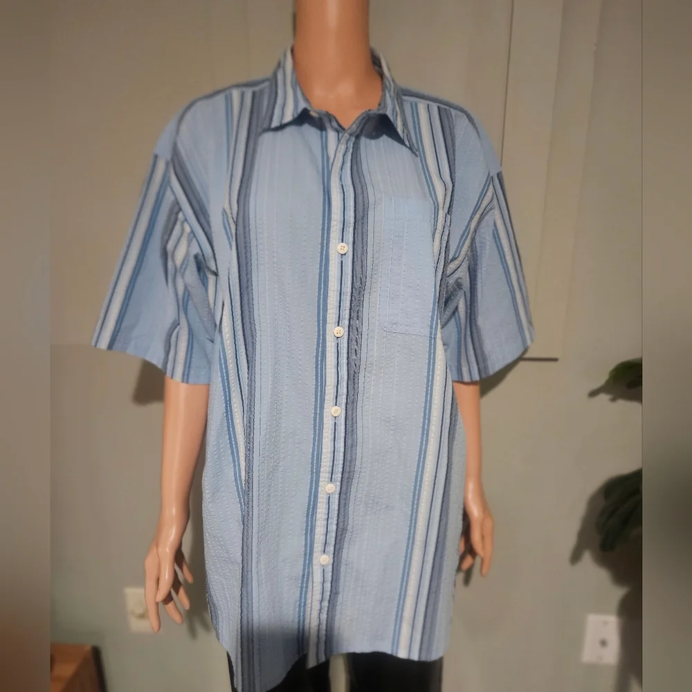 PATAGONIA Men’s Short Sleeve Puckerware Shirt Blue Multi– Size XL - Picture 4 of 15